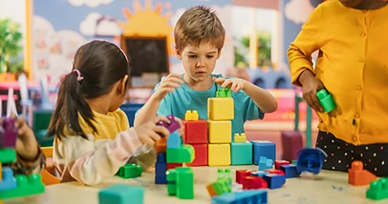 Children building with colorful blocks at the Westmead centre